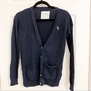 abercrombie kids navy cardigan xl glitter trim